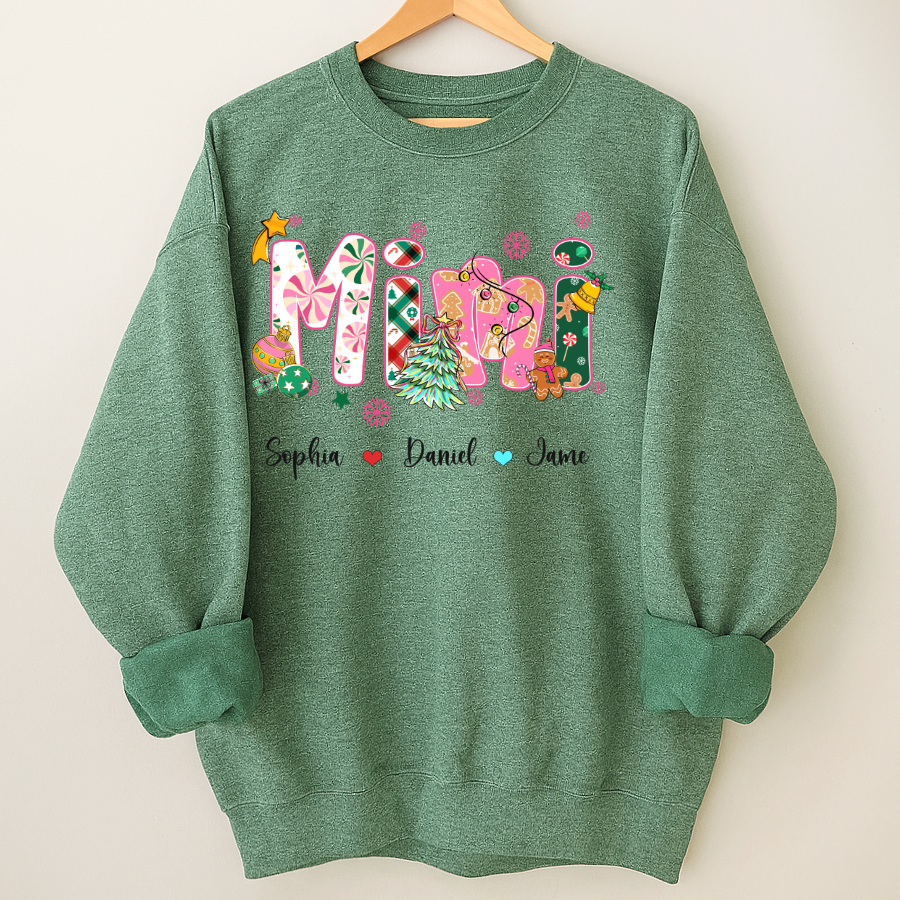 Mimi and Grandkids Christmas Personalized Gift Shirt