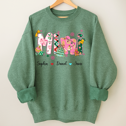 Mimi and Grandkids Christmas Personalized Gift Shirt