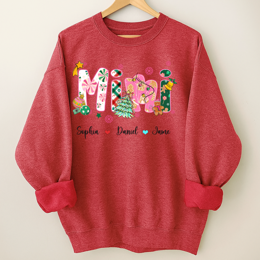 Mimi and Grandkids Christmas Personalized Gift Shirt