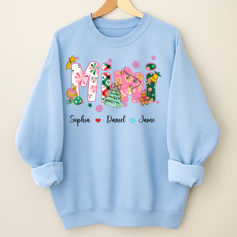 Mimi and Grandkids Christmas Personalized Gift Shirt
