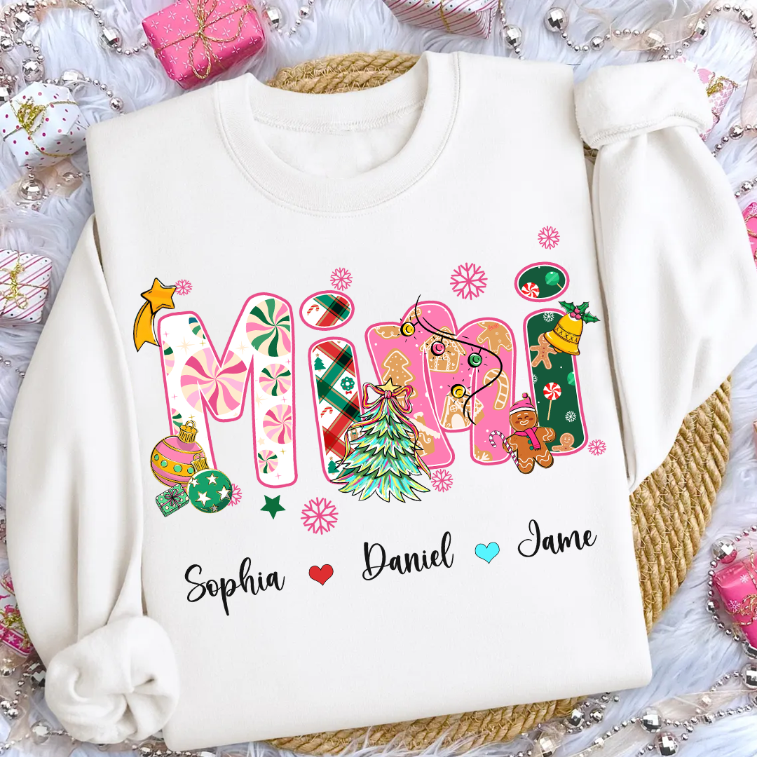 Mimi and Grandkids Christmas Personalized Gift Shirt