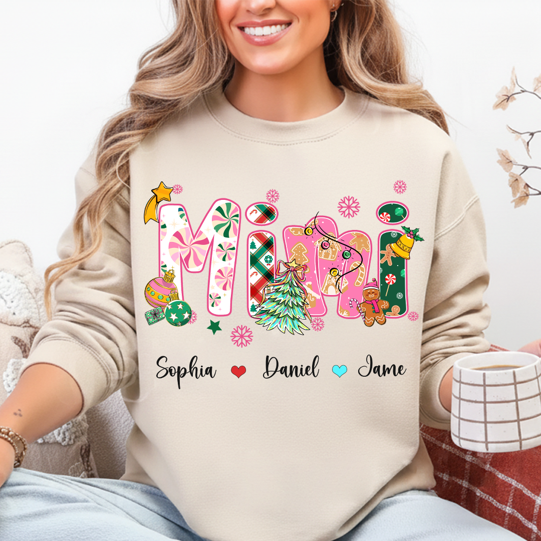 Mimi and Grandkids Christmas Personalized Gift Shirt