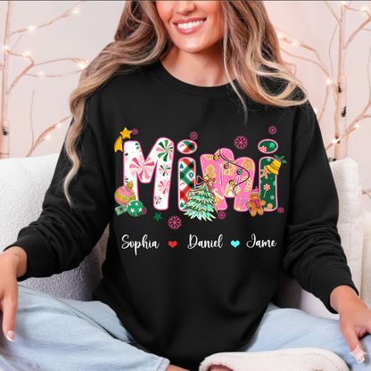 Mimi and Grandkids Christmas Personalized Gift Shirt