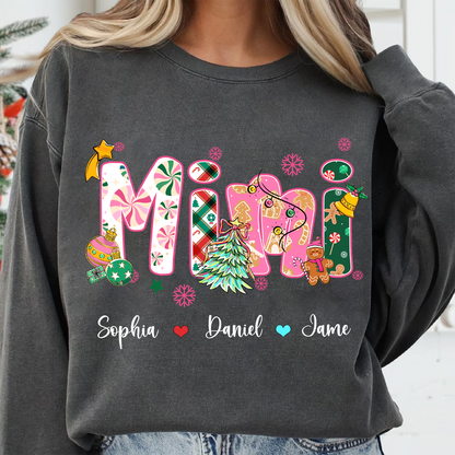 Mimi and Grandkids Christmas Personalized Gift Shirt