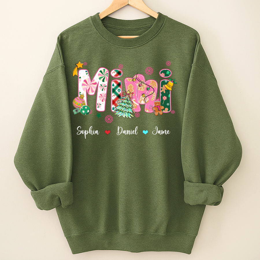 Mimi and Grandkids Christmas Personalized Gift Shirt