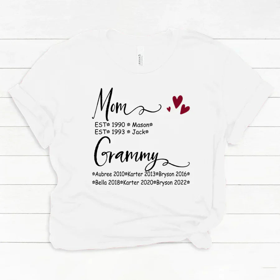 Mom And Grammy Kids Est VT22120093 Classic Canvas