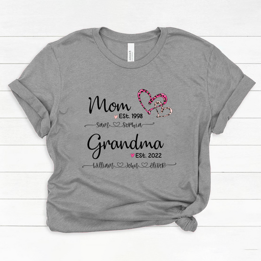 Mom Est Grandma Est And Kids Name Heart Pink Leopard Classic Canvas