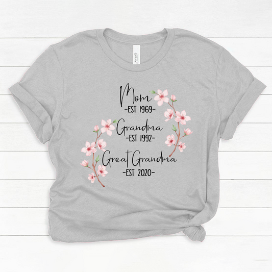 Mom Est Grandma Est Great Grandma Flower Classic Canvas
