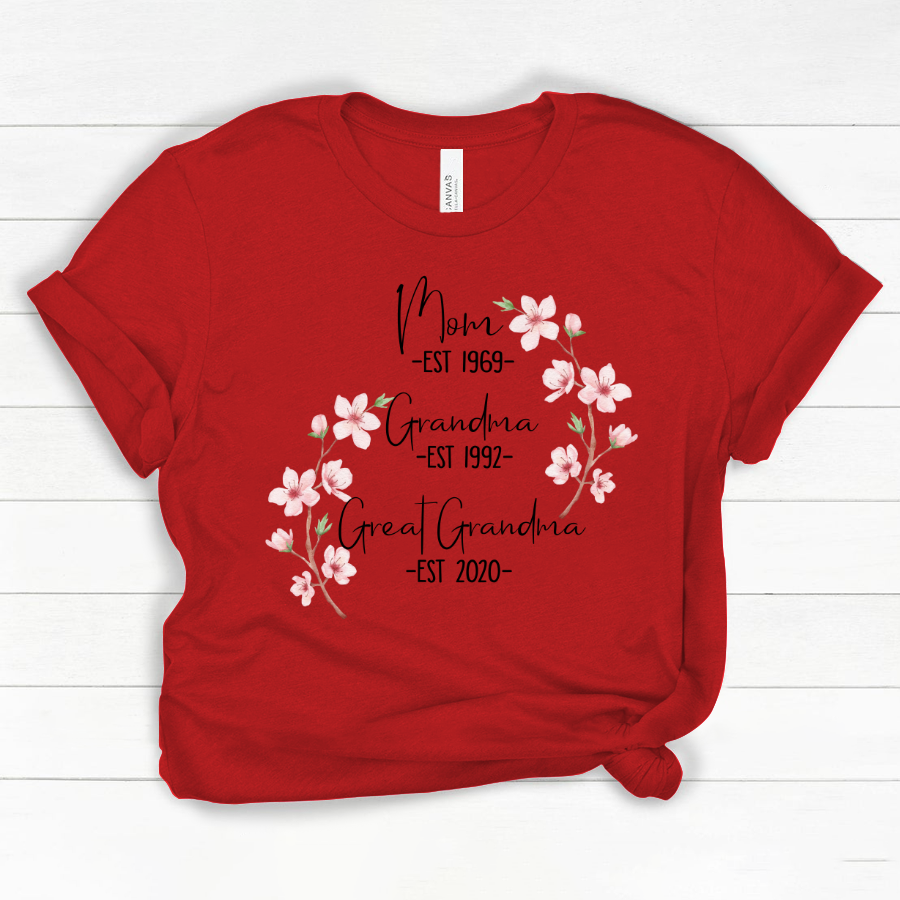 Mom Est Grandma Est Great Grandma Flower Classic Canvas