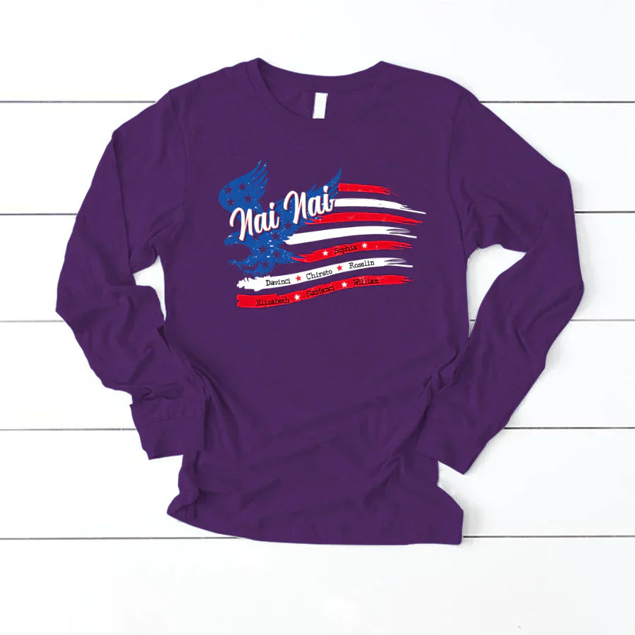 NaiNai With Grandkids Names 4th Of July CTL94 Longsleeve