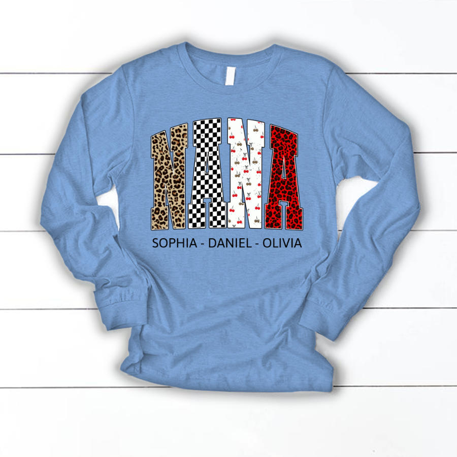 Nana Leopard Trendy Nana And Grandkids Personalized
