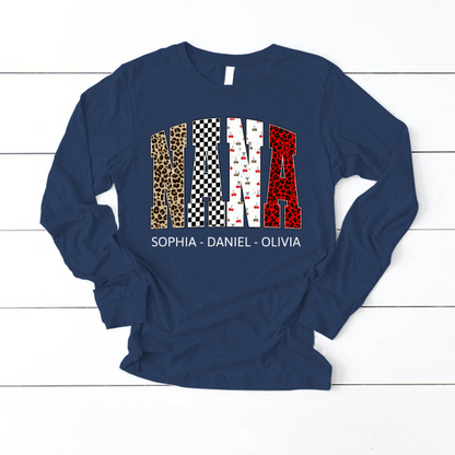 Nana Leopard Trendy Nana And Grandkids Personalized