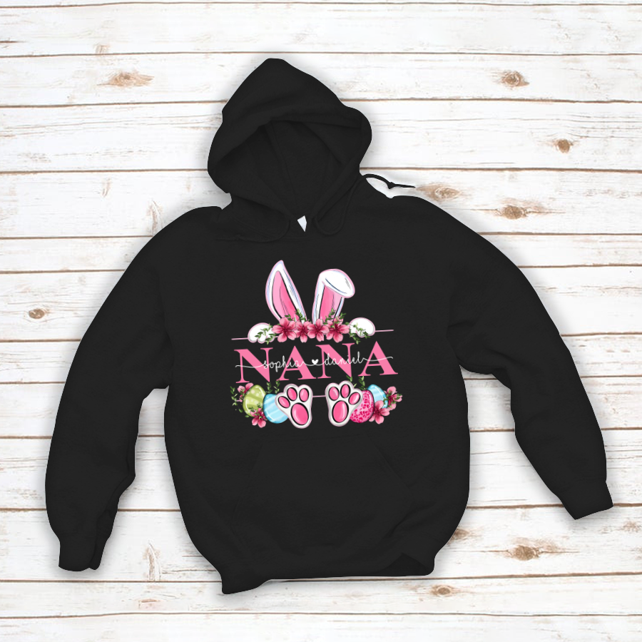 Nana Bunny And Kids, Gift For Grandma, Grammy, Mama, Nana, Mimi, Mother Day CTH01 Hoodie