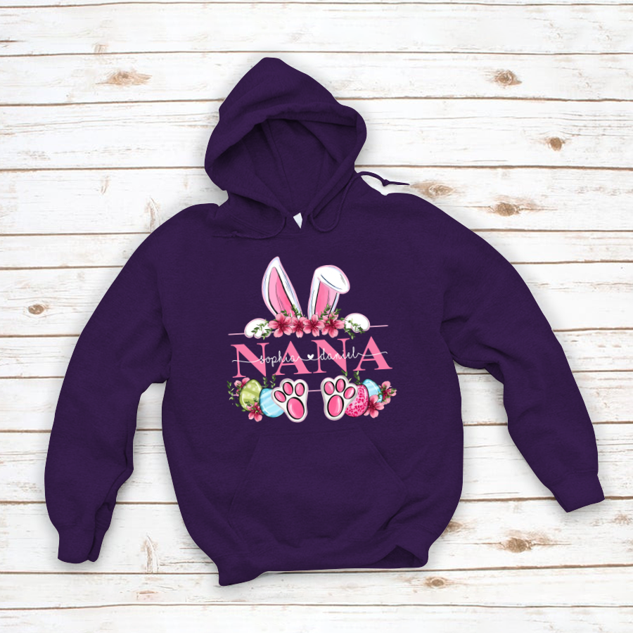 Nana Bunny And Kids, Gift For Grandma, Grammy, Mama, Nana, Mimi, Mother Day CTH01 Hoodie