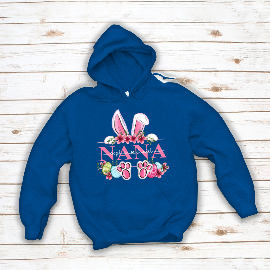 Nana Bunny And Kids, Gift For Grandma, Grammy, Mama, Nana, Mimi, Mother Day CTH01 Hoodie