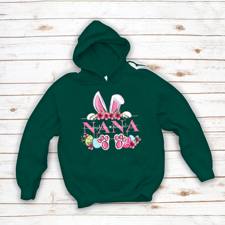 Nana Bunny And Kids, Gift For Grandma, Grammy, Mama, Nana, Mimi, Mother Day CTH01 Hoodie