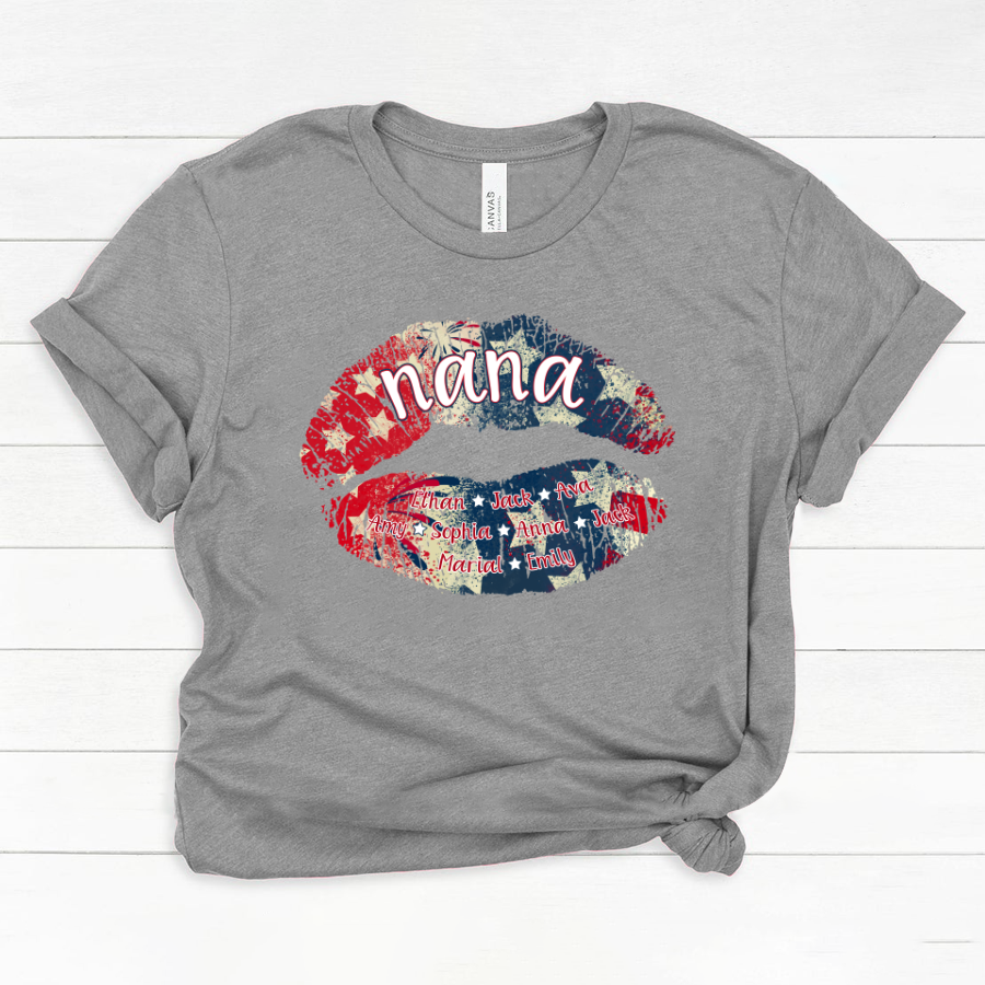 Nana Grandma American Flag Lips Classic Canvas