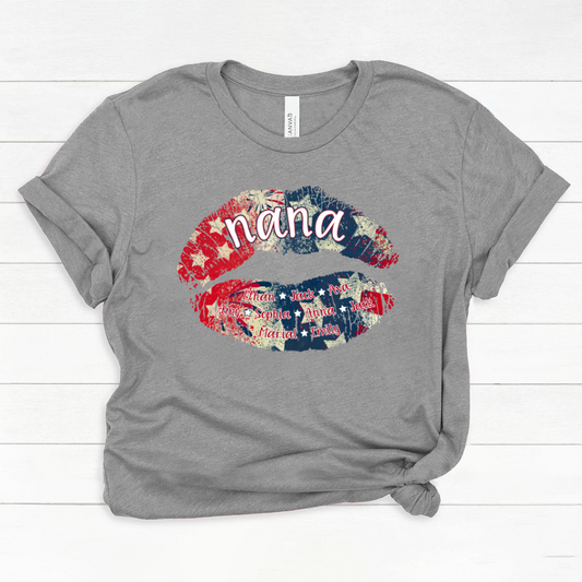 Nana Grandma American Flag Lips Classic Canvas