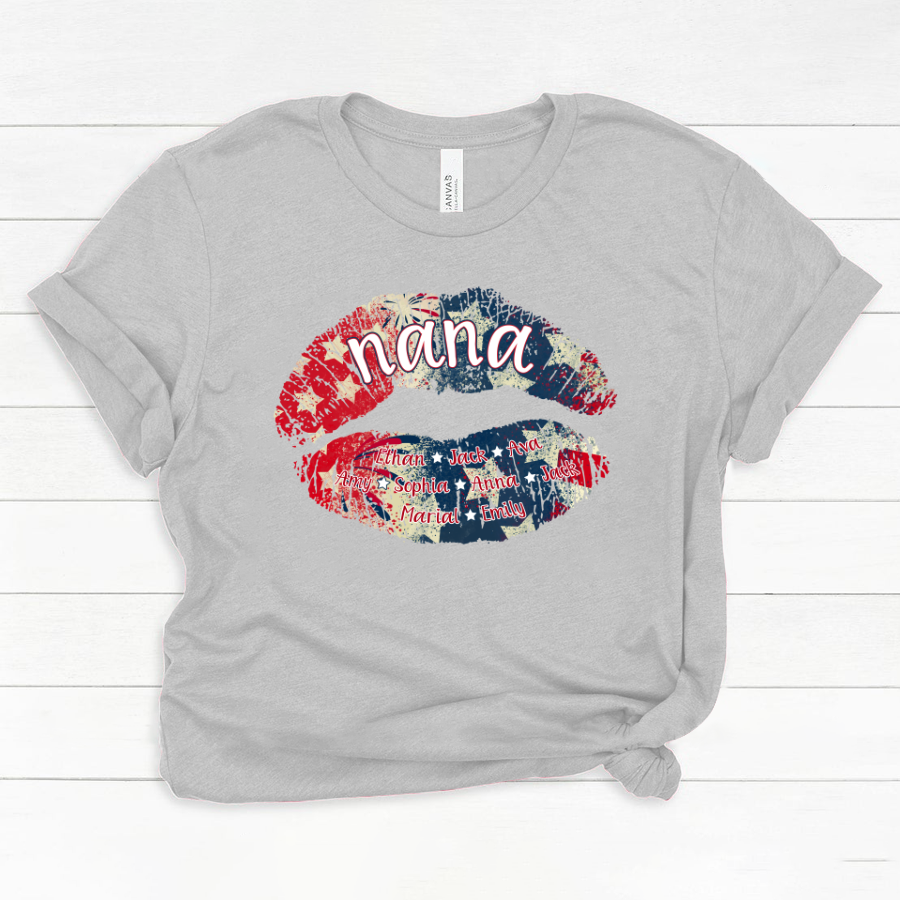 Nana Grandma American Flag Lips Classic Canvas