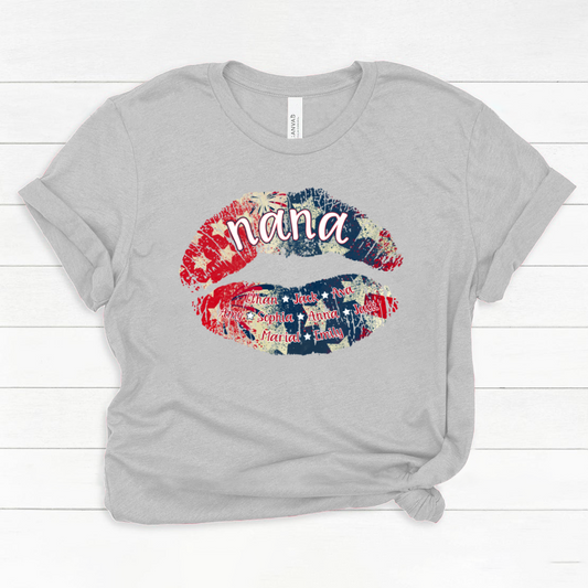 Nana Grandma American Flag Lips Classic Canvas