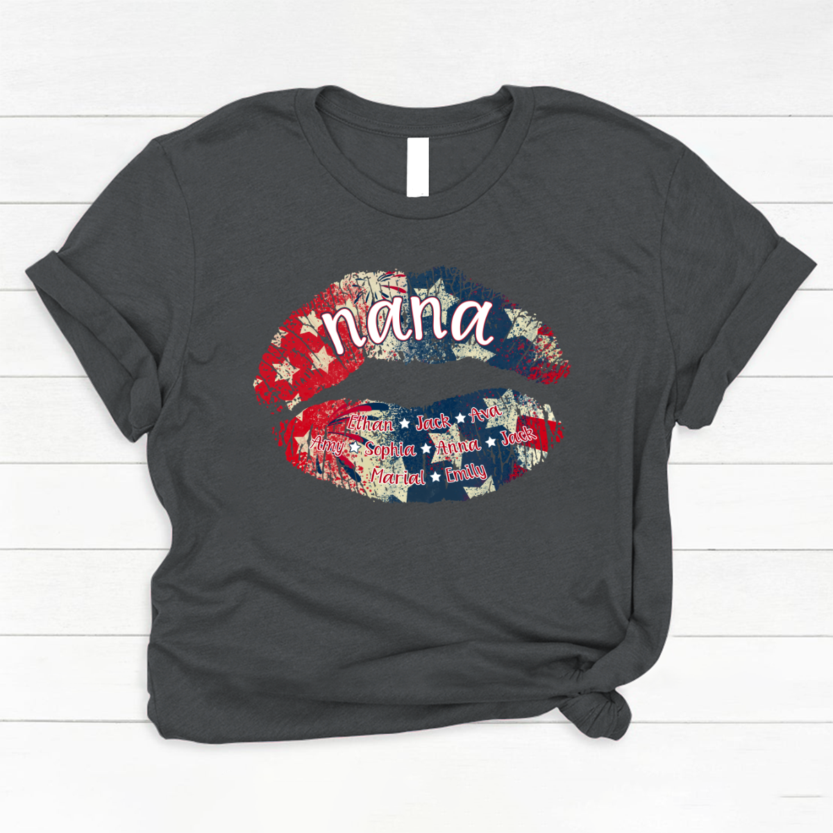 Nana Grandma American Flag Lips Classic Canvas