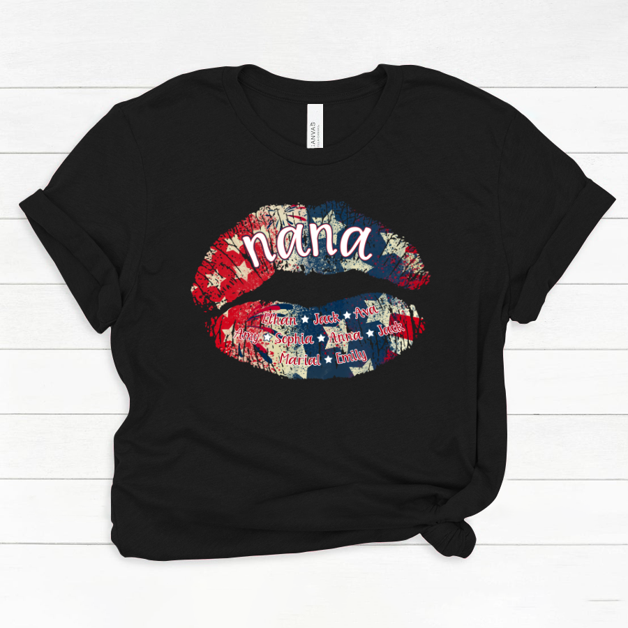 Nana Grandma American Flag Lips Classic Canvas