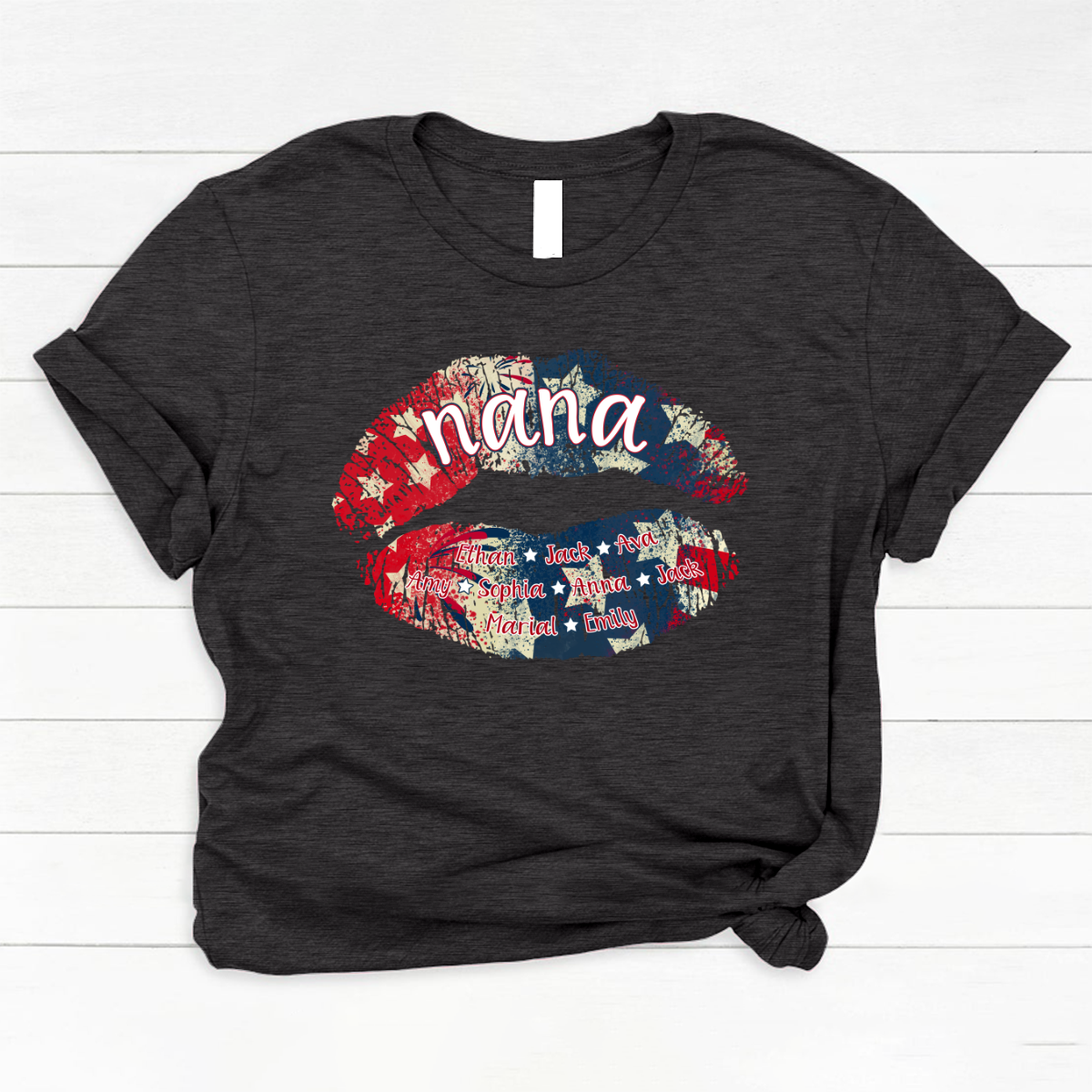 Nana Grandma American Flag Lips Classic Canvas