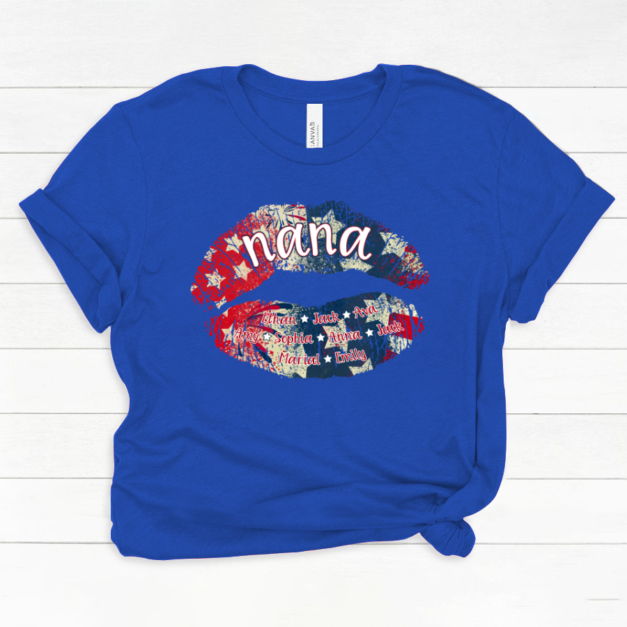 Nana Grandma American Flag Lips Classic Canvas