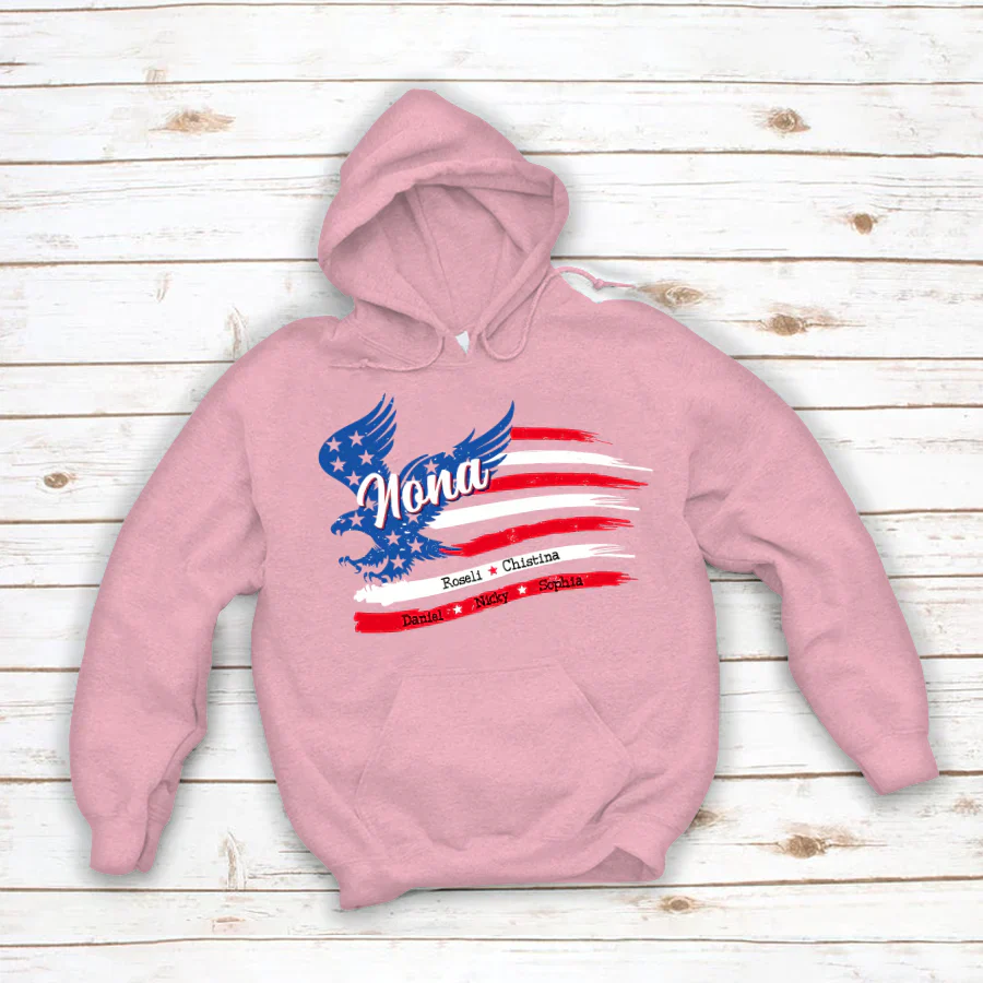Nona With Grandkids Names 4th Of July CTL94 Hoodie