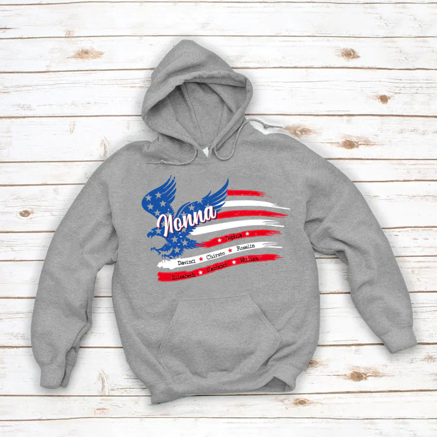 Nonna With Grandkids Names 4th Of July CTL94 Hoodie