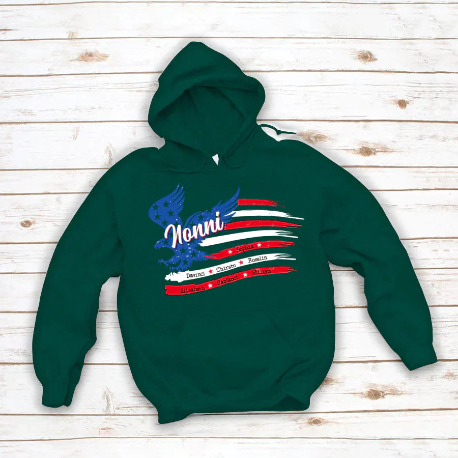Nonni With Grandkids Names 4th Of July CTL94 Hoodie