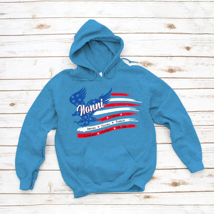 Nonni With Grandkids Names 4th Of July CTL94 Hoodie