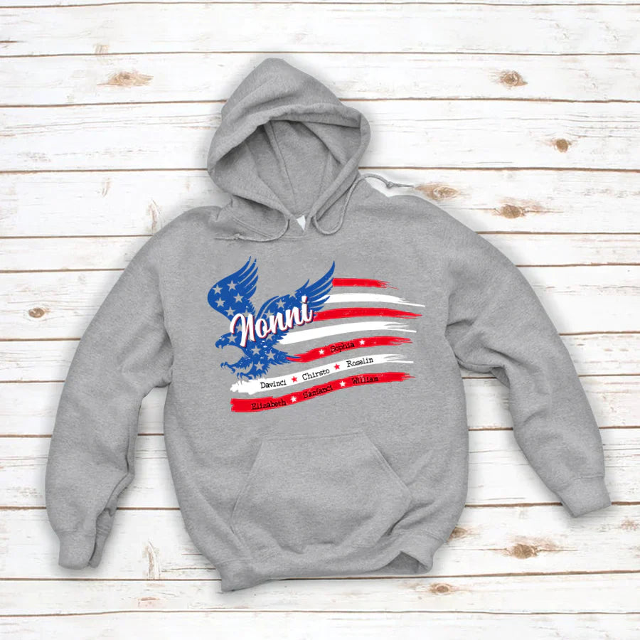 Nonni With Grandkids Names 4th Of July CTL94 Hoodie