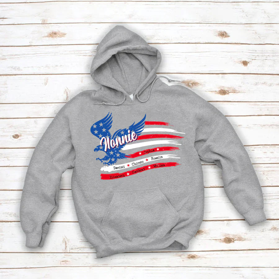 Nonnie With Grandkids Names 4th Of July CTL94 Hoodie