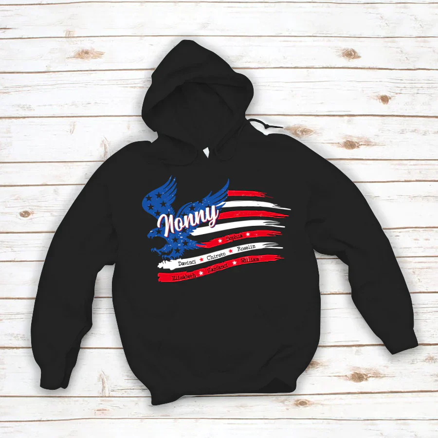 Nonny With Grandkids Names 4th Of July CTL94 Hoodie