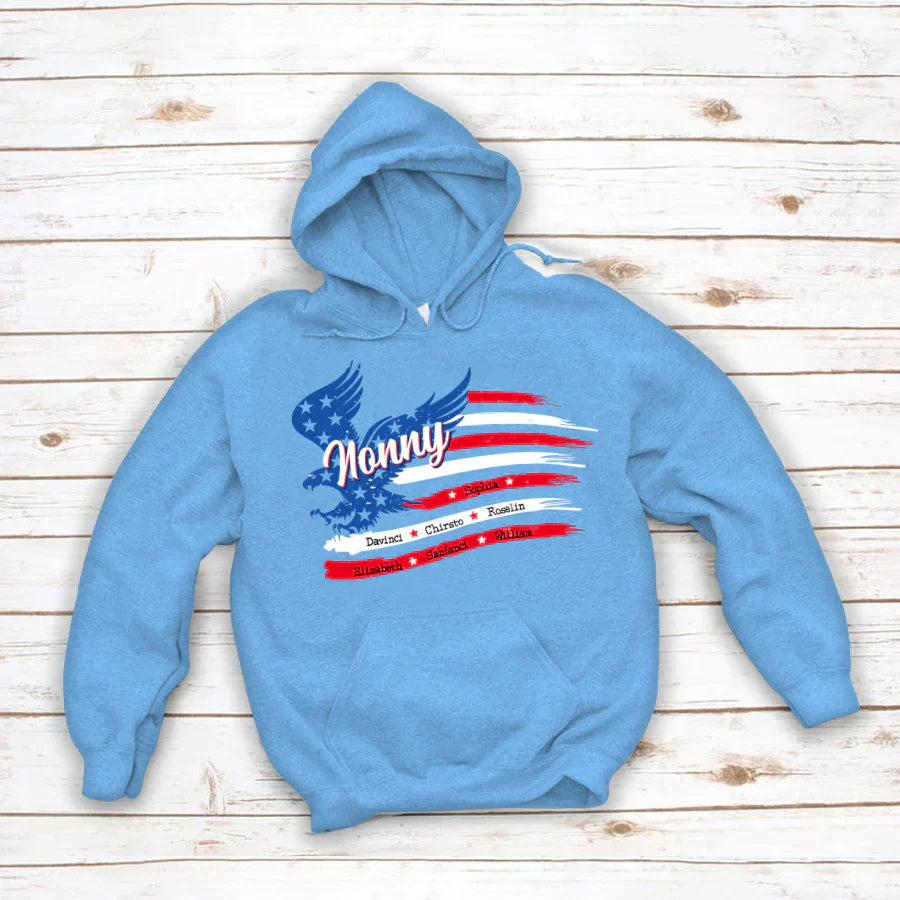 Nonny With Grandkids Names 4th Of July CTL94 Hoodie
