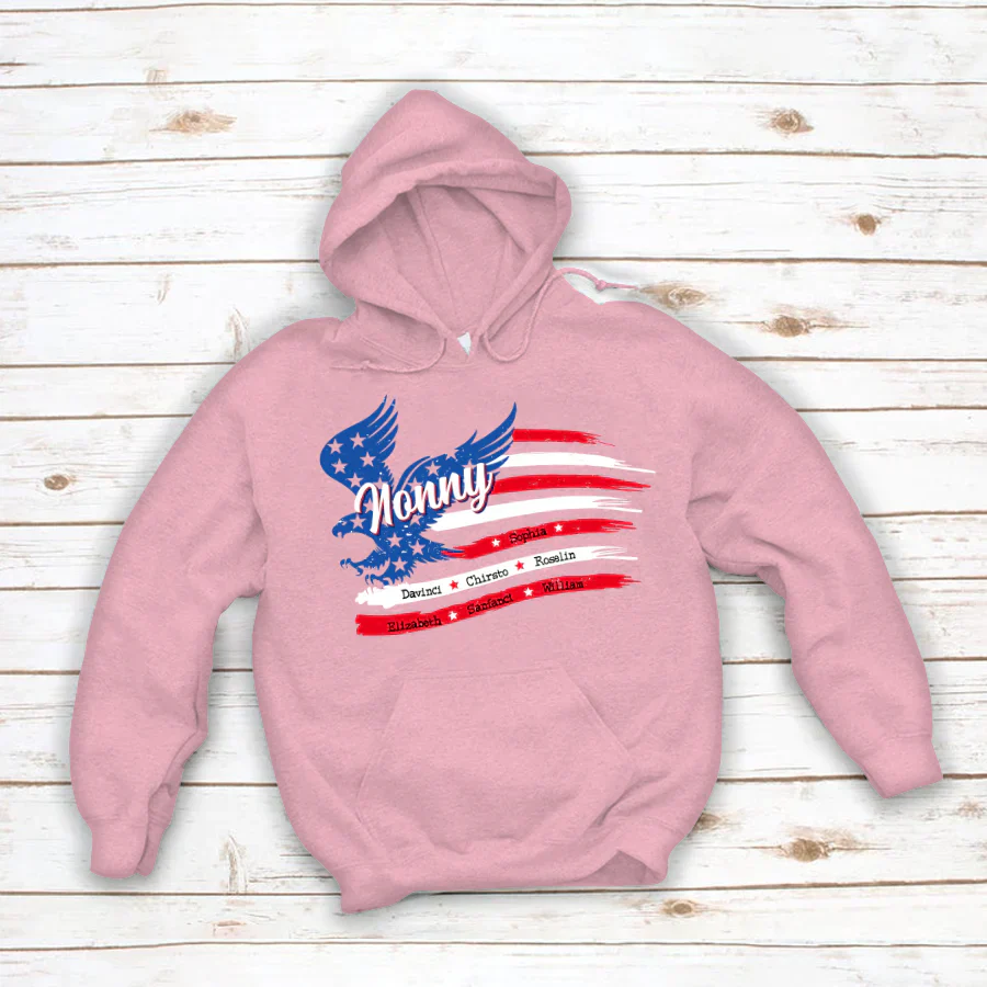 Nonny With Grandkids Names 4th Of July CTL94 Hoodie