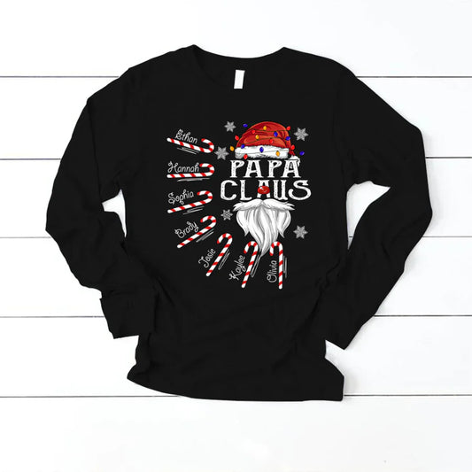 Papa Claus Candy Cane Christmas Personalized Shirt For Papa Longsleeve