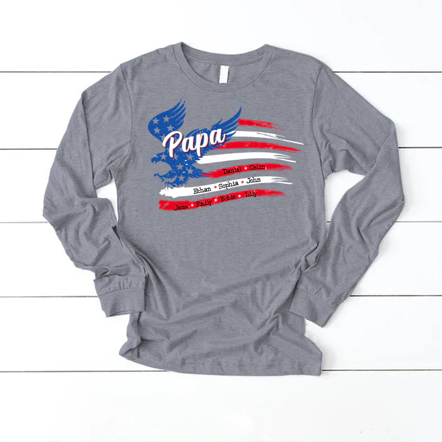 Papa with Grandkids Names 4th Of July CTL94 Longsleeve