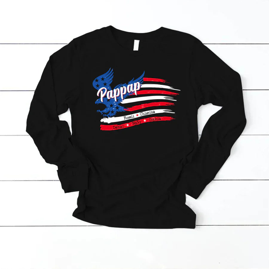Pappap With Grandkids Names 4th Of July CTL94 Longsleeve