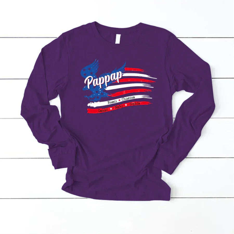 Pappap With Grandkids Names 4th Of July CTL94 Longsleeve