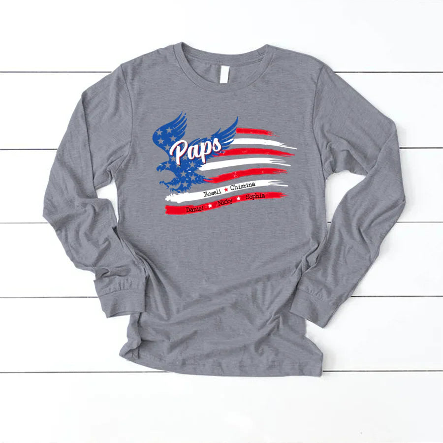 Paps With Grandkids Names 4th Of July CTL94 Longsleeve