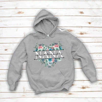 Pastel Peony Rose Nana And Grandkids CTH01 Hoodie