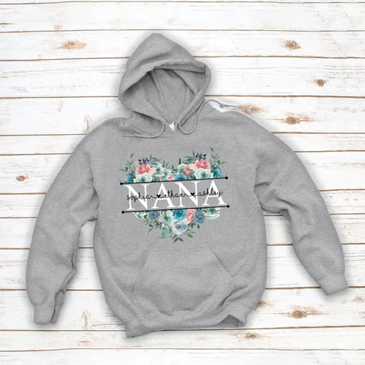 Pastel Peony Rose Nana And Grandkids CTH01 Hoodie