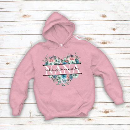 Pastel Peony Rose Nana And Grandkids CTH01 Hoodie