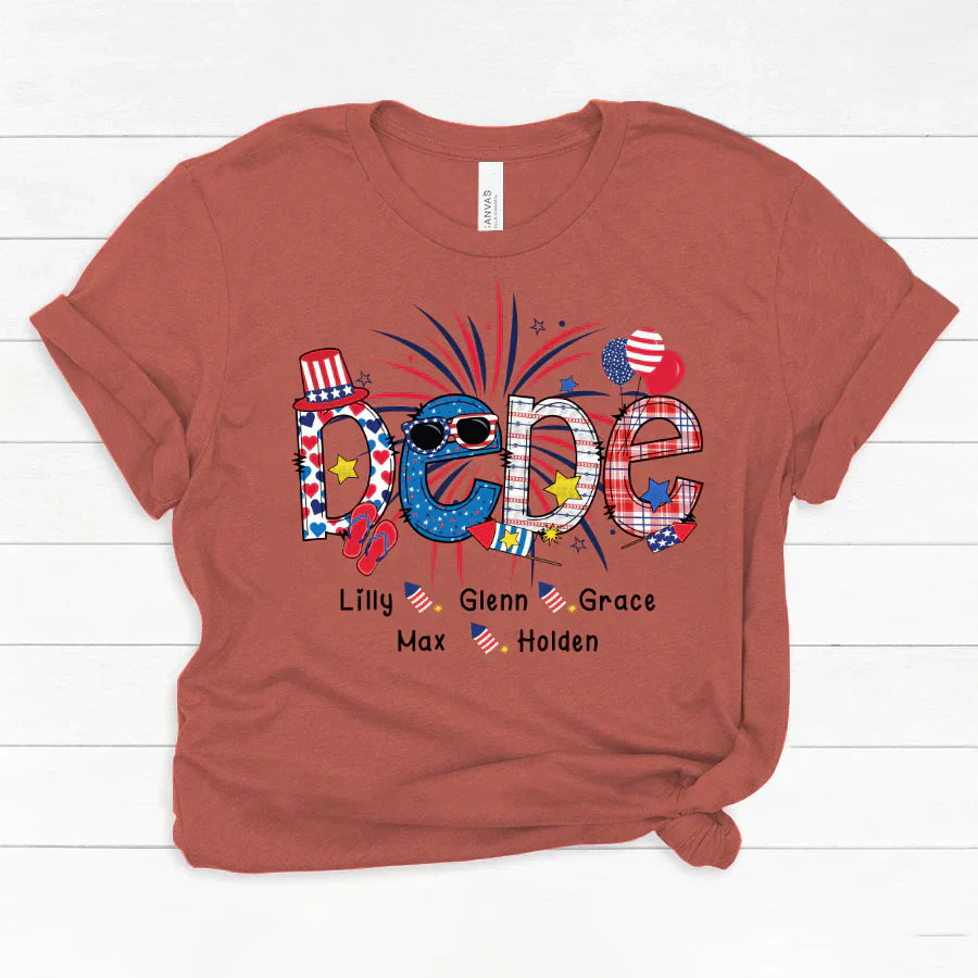 Patriotic Doodle 4th Of July Dede And Grandkid CTH01 Classic Canvas