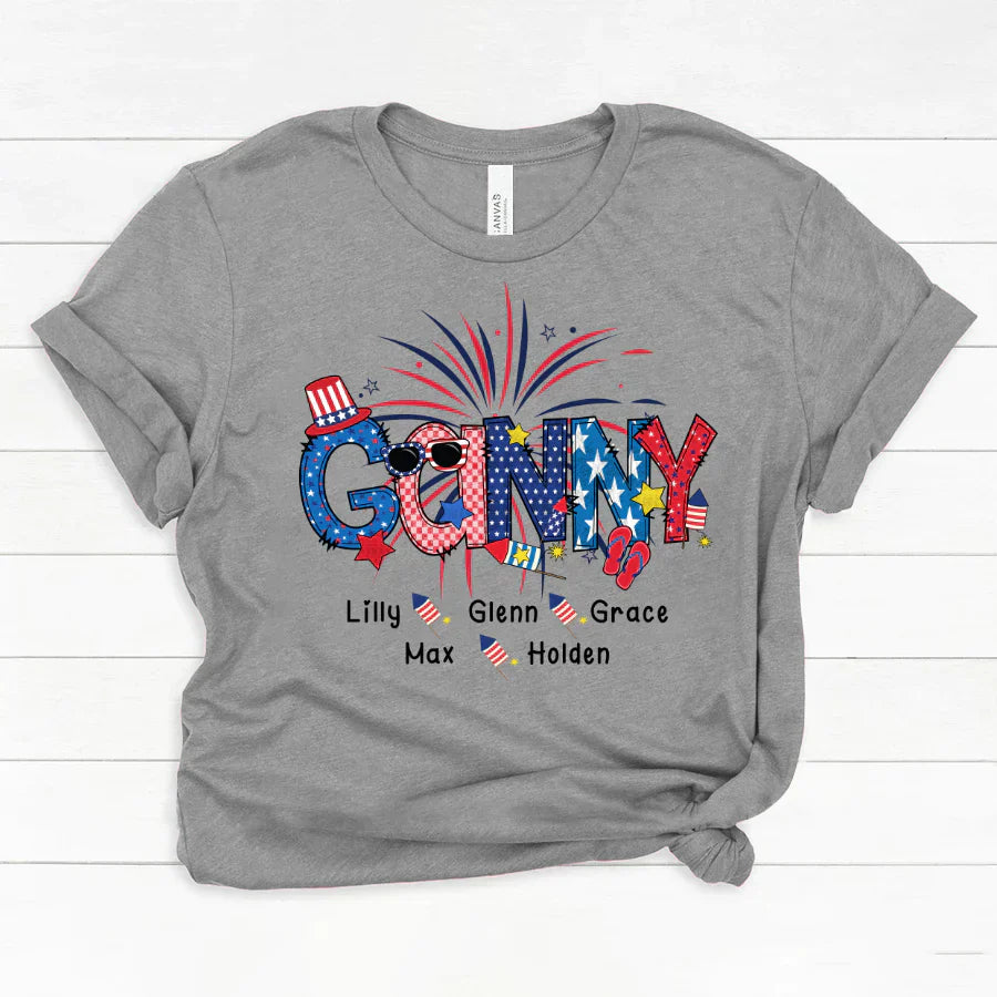 Patriotic Doodle 4th Of July Ganny And Grandkid CTH01 Classic Canvas
