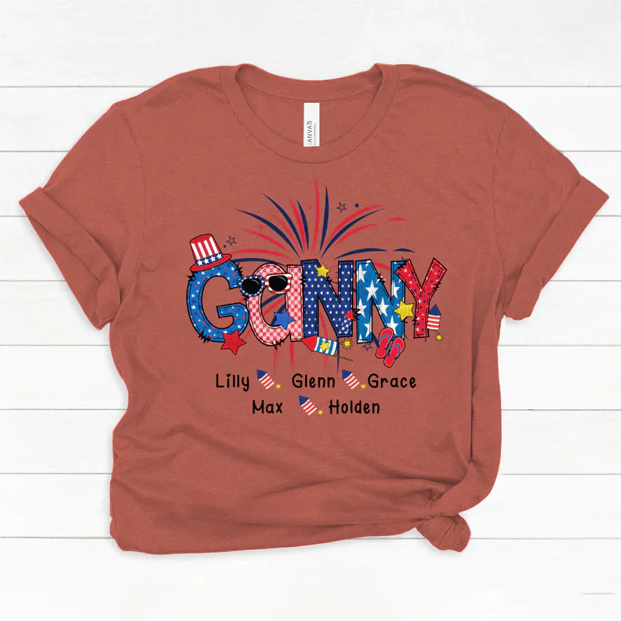 Patriotic Doodle 4th Of July Ganny And Grandkid CTH01 Classic Canvas