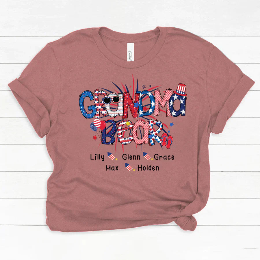 Patriotic Doodle 4th Of July Grandma Bear And Grandkid CTH01 Classic Canvas