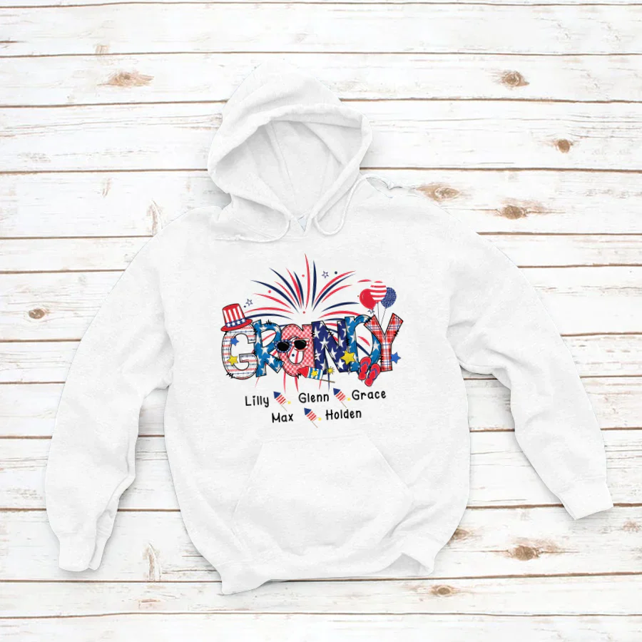 Patriotic Doodle 4th Of July Grandy And Grandkid CTH01 Hoodie